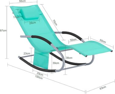 Шезлонг SoBuy для 2 осіб, садова гойдалка, стійка до погодних умов, з подушкою для голови, для тераси, балкону, кемпінгу, до 150 кг, садові меблі OGS28-SCHx2 (світло-блакитний)