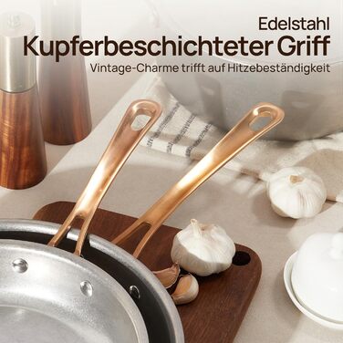 Набір каструль KOKHUB 8 шт. з нержавіючої сталі для індукційних плит, вінтажний набір каструль та сковорідок без покриття, PFOA/PFAS/PTFE-free, набір каструль з кришками для всіх типів плит, безпечний для духовки та мийки