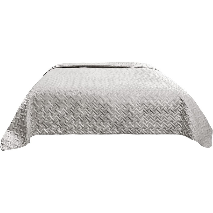 Покривало для ліжка WOLTU з геометричним малюнком, м'яка і приємна для шкіри ковдра для спальні, ковдра з мікрофібри, зшита ультразвуком, стьобана ковдра для ліжка, 240x260 см, світло-сіра, 240x260 см, світло-сіра, світло-сіра