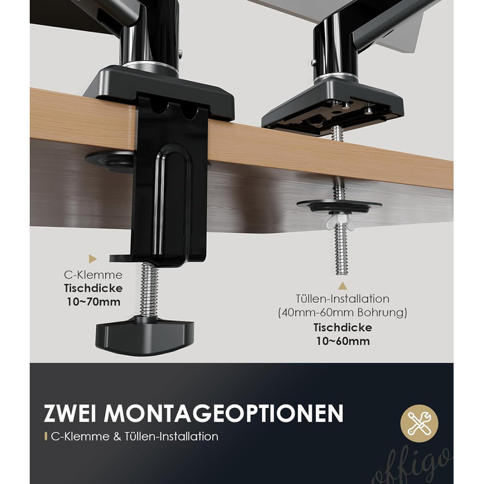 Кріплення для монітора OffiGo: підходить для моніторів 15-32 дюймів, вантажопідйомність до 9 кг, VESA 75/100 мм, чорний