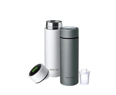 Nuby RapidCool™ Подвійний набір для приготування дитячої суміші: швидке охолодження за 2 хвилини, дозатор, ізотермічна пляшка, ідеально для подорожей