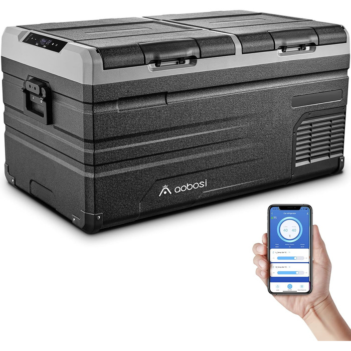 Автохолодильник AAOBOSI 90L з компресором, WiFi, USB, 12/24/240V (-20°C) для авто, кемпінгу, човна