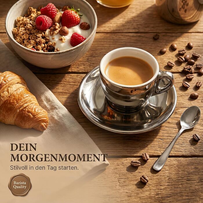 Набір кавових чашок Капучіно 6 шт. з підставками, білі, італійський стиль, 60 мл