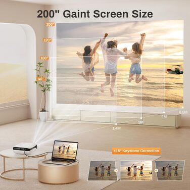 Відеопроектор Beamer 4K з Wi-Fi, Bluetooth, 8000 люмен, 1080P HD, підтримка Fire Stick, PS5, HDMI