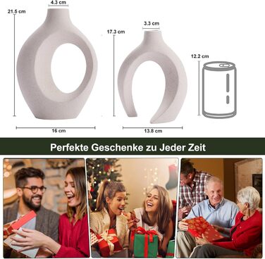 Керамічна ваза SUKIYPO, набір 2 шт, бежева, сучасний дизайн, для дому, офісу, декору інтер'єру