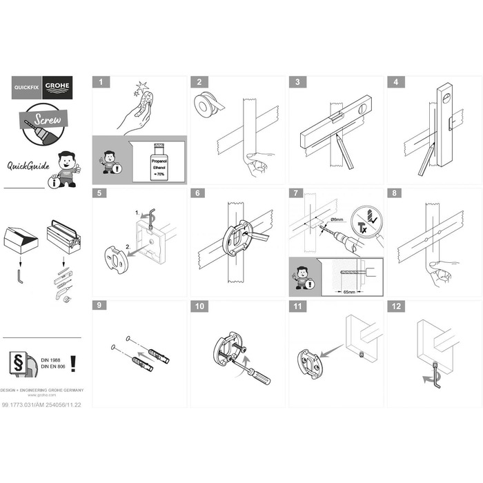 Тримач рушників GROHE Start Cube, кутовий, з двома підлокотниками, поворотний, хром (44 см, з прихованим кріпленням, для свердління, з шурупами та дюбелями)
