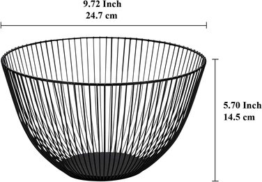 Кошик з фруктами HOMQUEN, ваза з фруктами, кошик з фруктами з металевого дроту для кухні, ваза з фруктами для кухонного столу, кошик для фруктів, овочів, хліба, закусок, кухонні гаджети (круглі короткі, чорні) (1-я кошик з фруктами-кругла висока)