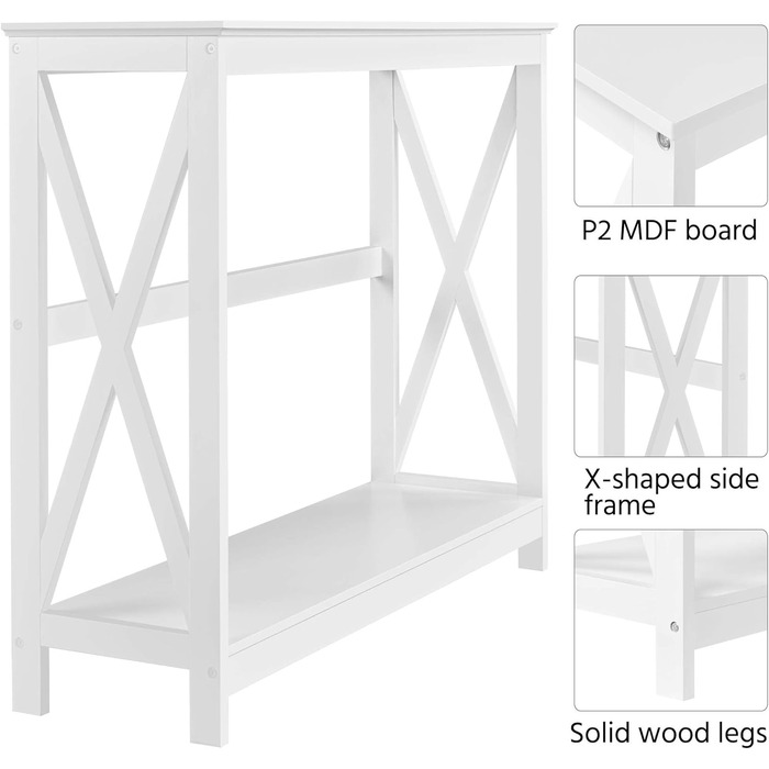 Консольний стіл Yaheetech, Стіл для передпокою з полицею, 101.5 x 30 x 81 см, Дерево, Скандинавський дизайн, Білий