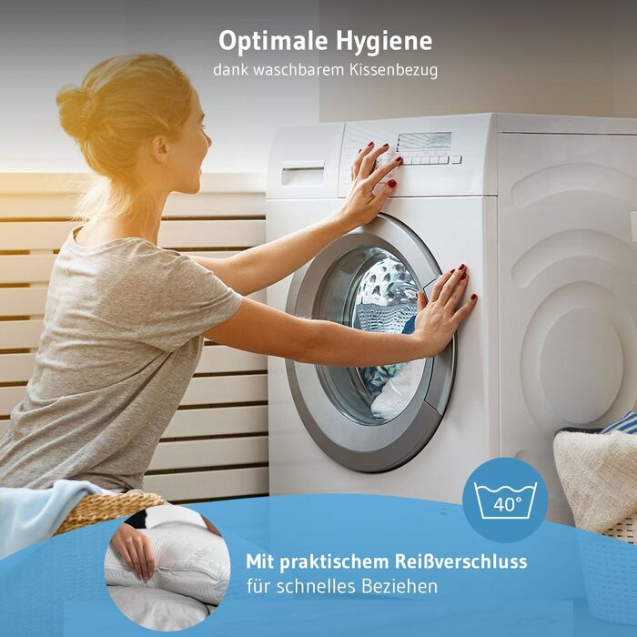 Ортопедична подушка для тих, хто спить на боці Acamar Thermic Ivory, комплект з чохлом, для профілактики болю в шиї, з піною з пам'ефекту, ергономічна подушка з термо-чохлом Acamar