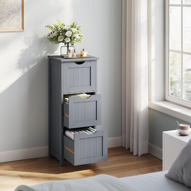 Шафка для ванної кімнати WOLTU, вузька, з 3 висувними ящиками, 32 x 30 x 81 см, для ванної, вітальні, спальні, кухні, сучасний дизайн, білий колір, BZS123ws