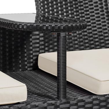 Садовий комплект Yaheetech: двомісна банкетка з столом з поліротангу, чорно-бежевий, 131x65,5x85 см, вантажопідйомність 350 кг