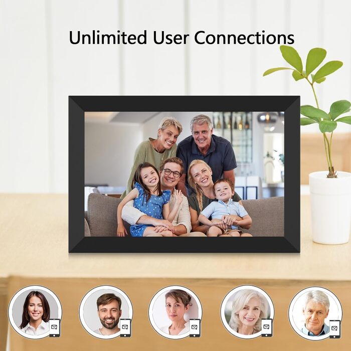Цифровий фоторамка FRAMEO з Wi-Fi, 32GB, 10.1 дюйма, сенсорний екран, автоповорот, датчик руху, додаток Frameo