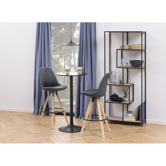 Асиметрична книжкова шафа AC Design Furniture Jrn з В 114 x Ш 77 x Г 35 см, Sonoma Oak Look/Чорний, Дерево/Метал, (5 полиць)