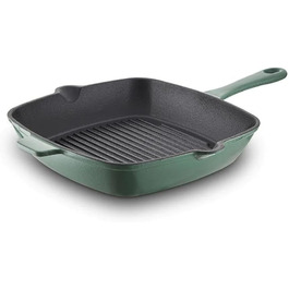 Сковорода-гриль Barbary & Oak BO800256GRN з емальованим покриттям, 26 см, зелений колір