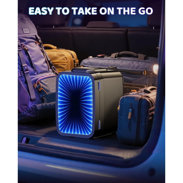 Міні-холодильник LIGIANT MF01C на 4Л з 7 режимами підсвічування та функцією підігріву, безшумний, AC/DC, для авто, офісу та геймерської кімнати (чорний глянцевий)