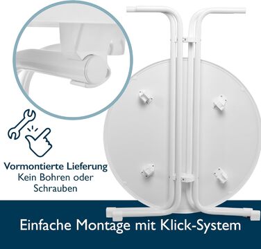 Стіл Beautissu розкладний, 70 см, білий Bellini – стійкий, погоджувальний, з анти-царапин покриттям. Підходить для вулиці, кафе, барів. Легка збірка, Ø 70 см. Ідеальний для вечірок та пікніків.