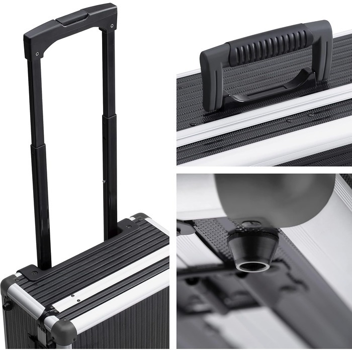 Набір інструментів Meister 156 предметів у візку на колесах з телескопічною ручкою - професійний кейс для інструментів, чорний/сріблястий, 8971440