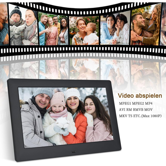 Цифровий фоторамка TSITSC 8.7 дюйма, IPS-дисплей 1024*768, календар, музика, фото/відео програвач, підтримка USB/SD, з пультом дистанційного керування (Чорний)