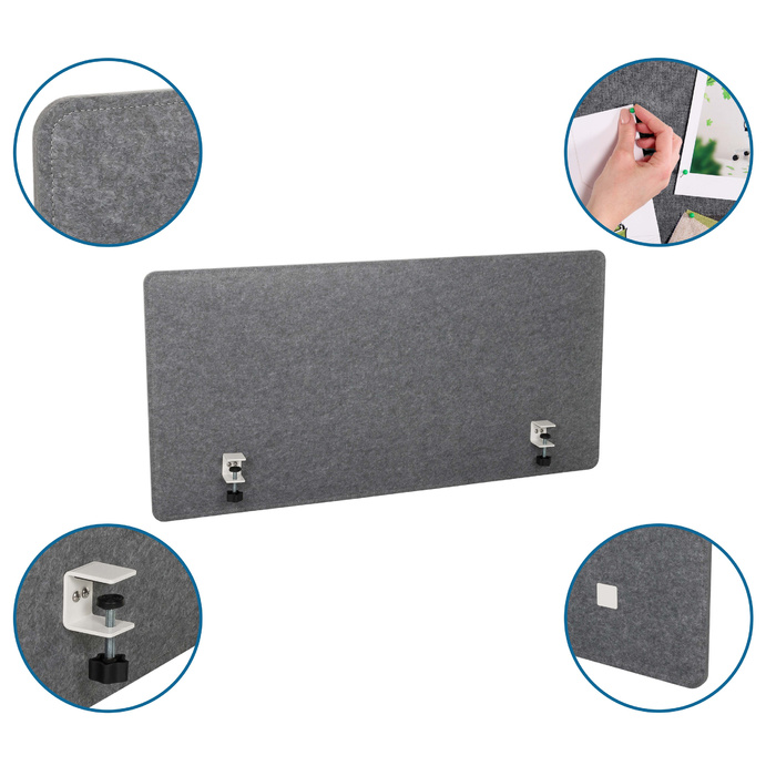 Звукоізолююча перегородка на стіл FLEXMIUT 3D 120x60x1 PET сірий hjh OFFICE