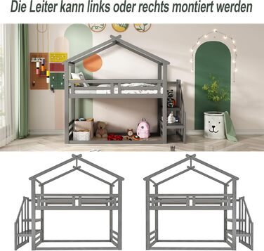 Двоярусне ліжко для дітей з сходами, біле (90x200 см), без матраца