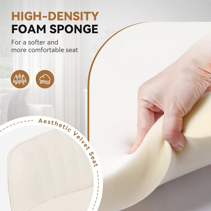 Крісло для дому та офісу Aivermeil: м'яке, з підголівником, обертове, регульоване по висоті, ергономічне, до 120 кг, бежеве