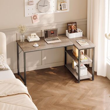 Комп'ютерний стіл Coleshome для геймінгу, кутовий, з обертовим ящиком, 120x70 см (сірий)