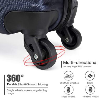 Чемодан-валіза KONO на коліщатках, середній, з ABS пластику, блакитний (колекція)