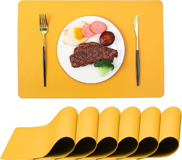 Набори на стіл, термостійкі, миючі, для кухні, обіднього столу, декор, чорні, 6 шт. (жовтий 6)