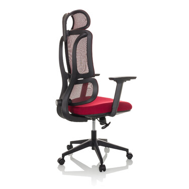 Офісний крісло / Крісло з обертанням ERGOMY, сидіння з тканини / спинка з сітчастої тканини, червоний колір, mybuero