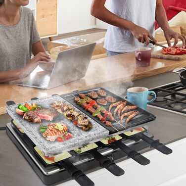 Електричний набір для раклет SUBTLETY на 8 осіб з гранітною гриль-плитою та антипригарним покриттям