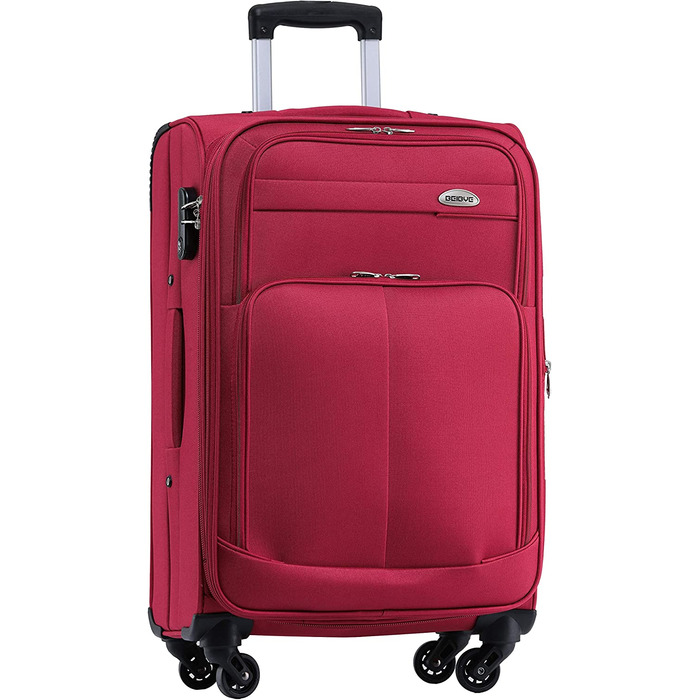 Набір валіз Beibye з тканини, з передніми кишенями, верхнім отвором та еластичною вставкою (Вишневий)