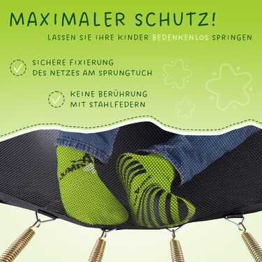 Батут Kinetic Sports 'Ultimate Pro' Ø 305 см для дітей з драбиною та захисною сіткою - чорно-неоново-зелений