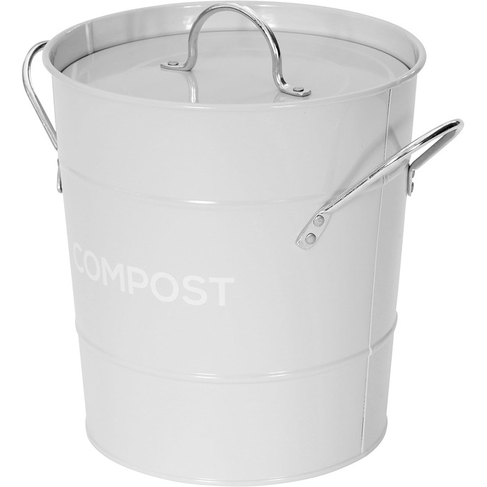 Контейнер для компосту для кухні, металевий, інструкції з компостування в комплекті сірий