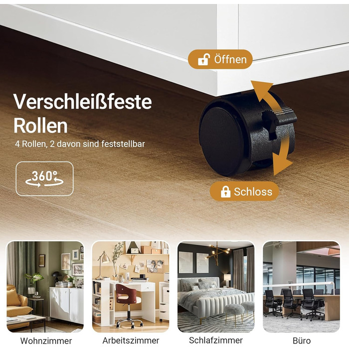 Столик для принтера SoBuy на колесах, з полицями, білий та натуральний колір, 30x60x60 см (FBT130-WN)