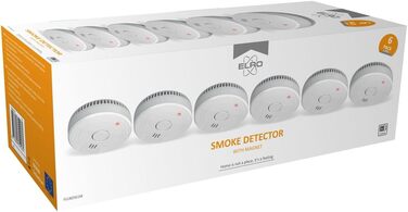 Набір датчиків диму ELRO FS1805M (6 шт.) | Магнітне кріплення | 5 років батареї та гарантія | Відповідає EN14604 | Білий