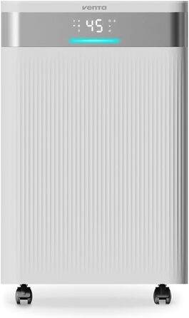 Зволожувач повітря Venta AD100 з іонізатором, 20 л/день, бак 4,5 л, для приміщень до 40 м²/100 м³, автоматичне регулювання вологості, режим сушіння білизни, R290, білий
