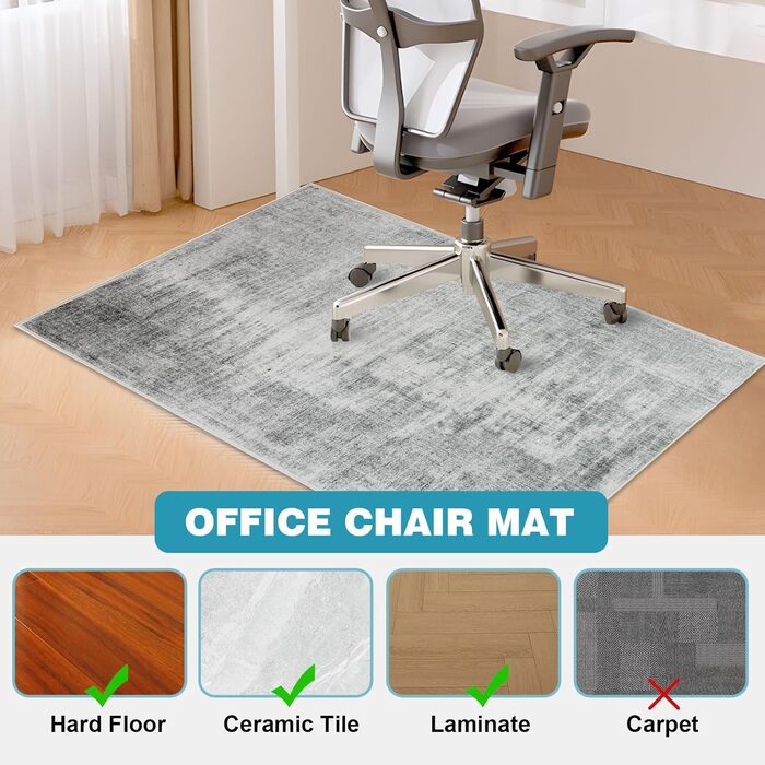 Підкладка під офісне крісло 90x120 см, сіра текстура | Захист для підлоги, килимок від ковзання | Для ламінату та плитки
