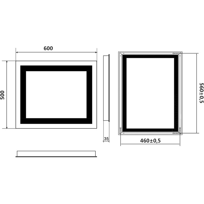 Дзеркало для ванної кімнати SONNI з підсвічуванням 80x60 см, IP44, холодне біле світло