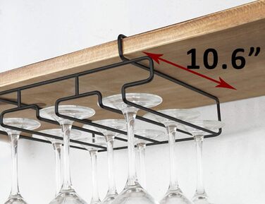 Підставка для склянок BAFVT – 2-ярусна, з нержавіючої сталі, для кріплення під шафку, органайзер для зберігання, підходить для шафки до 2 см (Чорний)