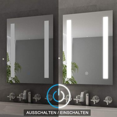 Елегантне дзеркало для ванної кімнати з LED-підсвічуванням 45x60 см, холодне біле світло, IP44, енергозбереження, для ванної кімнати, настінне