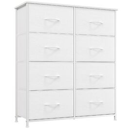 Комод з тканини з 8 шухляд, білий, 30x80x93 см