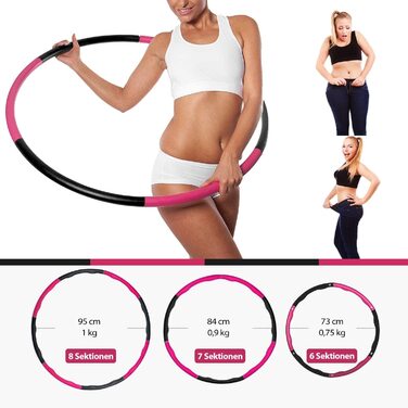 Обруч для хула-хуп від ActiveVikings-ідеально підходить для фітнесу, схуднення і масажу, знімний на 6-8 сегментів-рожеві обручі для дорослих і дітей