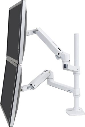 Кріплення для монітора Ergotron LX Dual Stacking Arm, Tall Pole, білий