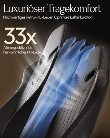 Ігровий крісло Dowinx з масажем, ергономічний дизайн, підтримка попереку та шиї, до 135 кг, шкіряне, чорний