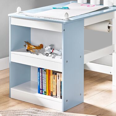 Дитячий стіл SoBuy з табуретом, комплект меблів для дитячої кімнати, ігровий та мальовий стіл для дітей, блакитний, 80x66x50 см, KMB60-B