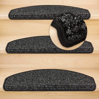 Кеттельсервіс-Мецкер ступінчасті килимки сходовий килимок Танго напівкруглий антрацит (15 шт.)
