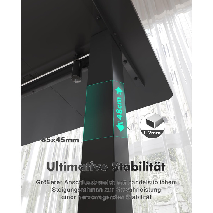 Регульований стіл Devoko, електричний, 120x60 см, чорний: стіл для стоячи та сидячи, з пам'яттю