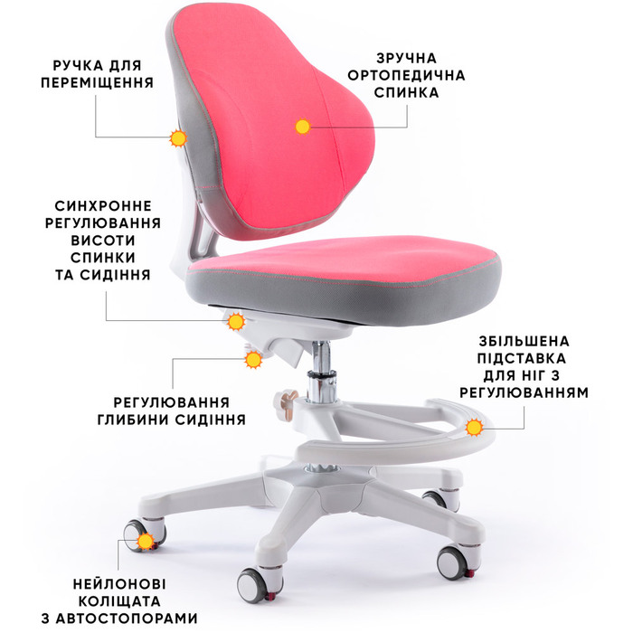 Дитяче крісло Evo-Kids Mio Classic Pink (арт.Y-405 KP)