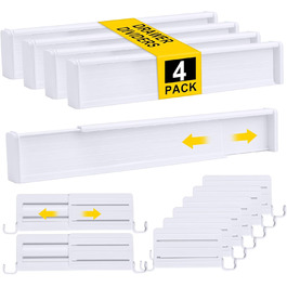 Набір роздільників для ящиків Gigmeta (4 шт) з регулюванням, 34–59 см, >7 см. Підходить для шафи, спальні, комода, кухні, офісу