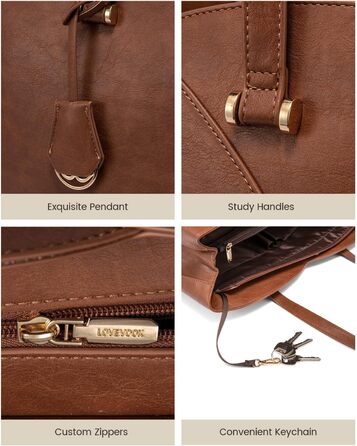 Сумка LOVEVOOK для жінок: велика, для ноутбука, шопер, сумка для роботи, офісна, шкільна (15,6 дюймів, темно-коричнева)